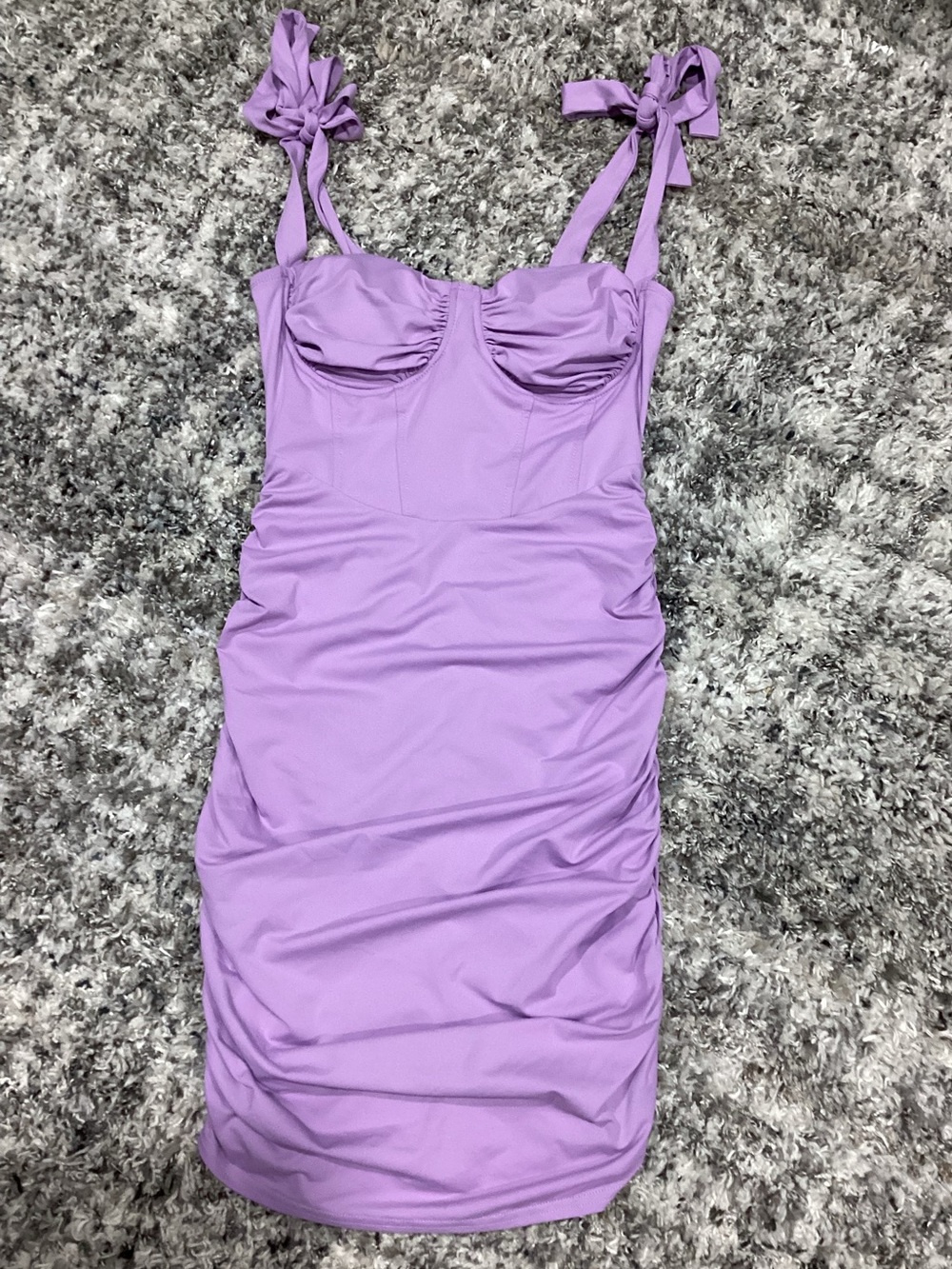 Windsor Lilac Tie-Shoulder Ruched Bodycon Dress
